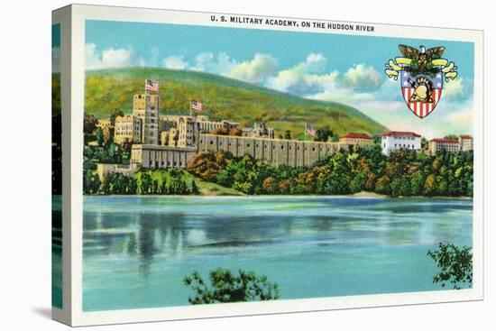 West Point, New York - Hudson River View of US Military Academy-Lantern Press-Stretched Canvas