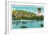 West Point, New York - Hudson River View of US Military Academy-Lantern Press-Framed Art Print