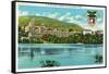 West Point, New York - Hudson River View of US Military Academy-Lantern Press-Framed Stretched Canvas