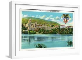 West Point, New York - Hudson River View of US Military Academy-Lantern Press-Framed Art Print