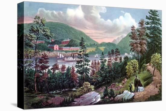 West Point, Us Military Academy, from the Opposite Shore, 1862-Currier & Ives-Stretched Canvas
