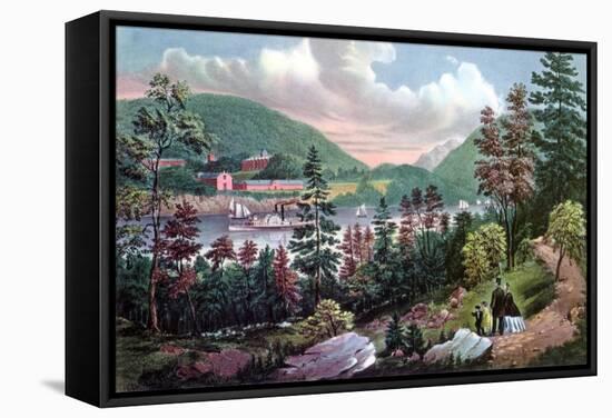 West Point, Us Military Academy, from the Opposite Shore, 1862-Currier & Ives-Framed Stretched Canvas