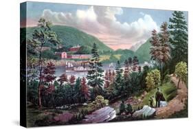West Point, Us Military Academy, from the Opposite Shore, 1862-Currier & Ives-Stretched Canvas