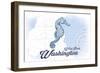 West Port, Washington - Seahorse - Blue - Coastal Icon-Lantern Press-Framed Art Print