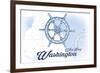 West Port, Washington - Ship Wheel - Blue - Coastal Icon-Lantern Press-Framed Premium Giclee Print