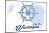 West Port, Washington - Ship Wheel - Blue - Coastal Icon-Lantern Press-Mounted Art Print