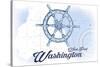 West Port, Washington - Ship Wheel - Blue - Coastal Icon-Lantern Press-Stretched Canvas