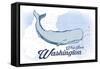 West Port, Washington - Whale - Blue - Coastal Icon-Lantern Press-Framed Stretched Canvas