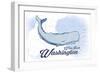 West Port, Washington - Whale - Blue - Coastal Icon-Lantern Press-Framed Art Print