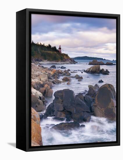 West Quoddy Lighthouse, Lubec, Maine, New England, United States of America, North America-Alan Copson-Framed Stretched Canvas