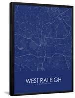 West Raleigh, United States of America Blue Map-null-Framed Poster