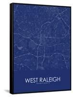 West Raleigh, United States of America Blue Map-null-Framed Stretched Canvas