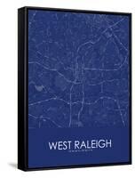 West Raleigh, United States of America Blue Map-null-Framed Stretched Canvas