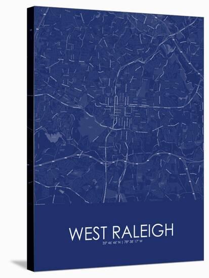 West Raleigh, United States of America Blue Map-null-Stretched Canvas