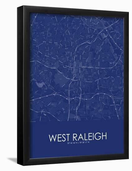 West Raleigh, United States of America Blue Map-null-Framed Poster