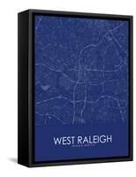 West Raleigh, United States of America Blue Map-null-Framed Stretched Canvas