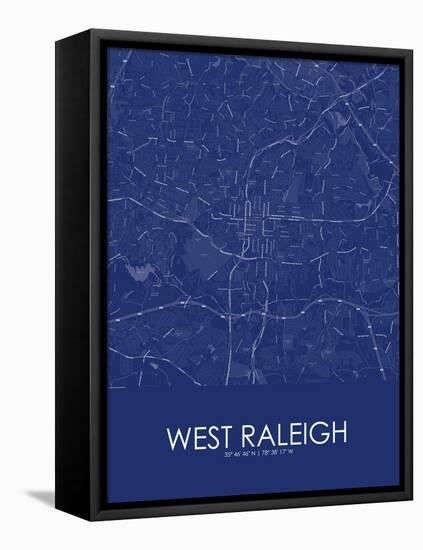 West Raleigh, United States of America Blue Map-null-Framed Stretched Canvas