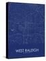 West Raleigh, United States of America Blue Map-null-Stretched Canvas
