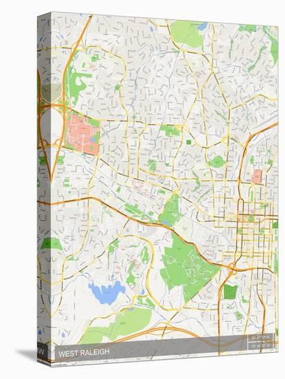 West Raleigh, United States of America Map-null-Stretched Canvas