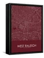 West Raleigh, United States of America Red Map-null-Framed Stretched Canvas