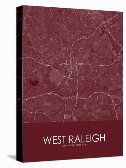 West Raleigh, United States of America Red Map-null-Stretched Canvas
