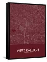 West Raleigh, United States of America Red Map-null-Framed Stretched Canvas