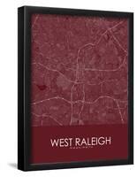 West Raleigh, United States of America Red Map-null-Framed Poster