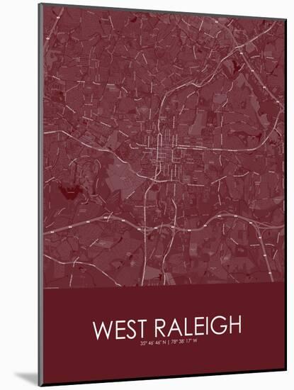 West Raleigh, United States of America Red Map-null-Mounted Poster