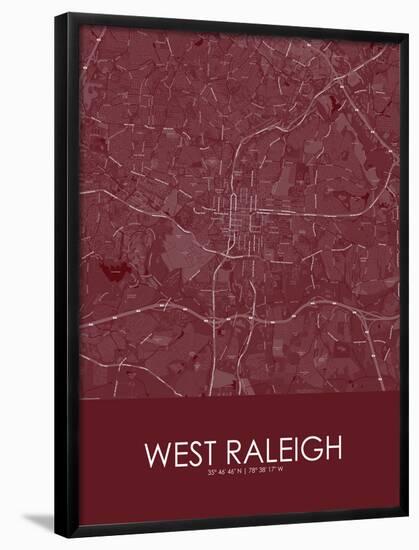 West Raleigh, United States of America Red Map-null-Framed Poster