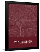 West Raleigh, United States of America Red Map-null-Framed Poster