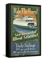West Seattle Ferry-Lantern Press-Framed Stretched Canvas