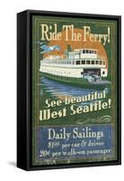 West Seattle Ferry-Lantern Press-Framed Stretched Canvas