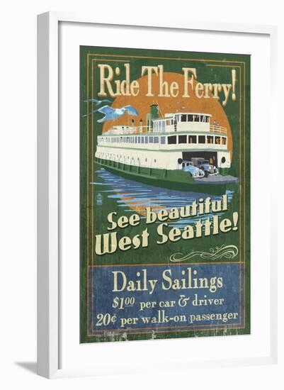 West Seattle Ferry-Lantern Press-Framed Art Print