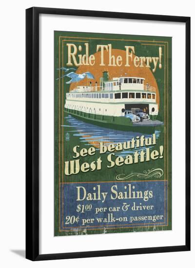 West Seattle Ferry-Lantern Press-Framed Art Print