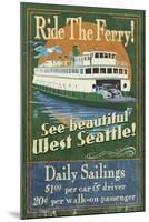 West Seattle Ferry-Lantern Press-Mounted Art Print
