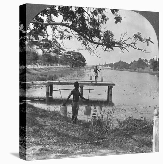 West Side of the Fort, Showing the Moat, Mandalay, Burma, 1908-null-Stretched Canvas