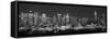 West Side Skyline at Night in Black and White, New York, USA-null-Framed Stretched Canvas