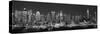 West Side Skyline at Night in Black and White, New York, USA-null-Stretched Canvas