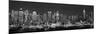 West Side Skyline at Night in Black and White, New York, USA-null-Mounted Photographic Print