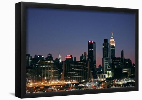 West-side Skyline at Night NYC-null-Framed Poster