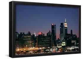 West-side Skyline at Night NYC-null-Framed Poster