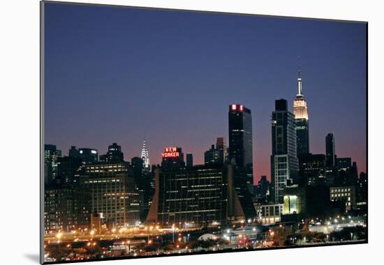 West-side Skyline at Night NYC-null-Mounted Poster