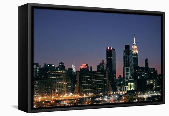 West-side Skyline at Night NYC-null-Framed Stretched Canvas