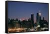 West-side Skyline at Night NYC-null-Framed Stretched Canvas