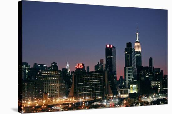 West-side Skyline at Night NYC-null-Stretched Canvas