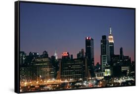 West-side Skyline at Night NYC-null-Framed Stretched Canvas