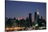 West-side Skyline at Night NYC-null-Stretched Canvas