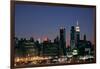 West-side Skyline at Night NYC-null-Framed Photo