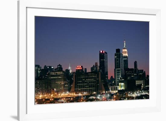 West-side Skyline at Night NYC-null-Framed Photo