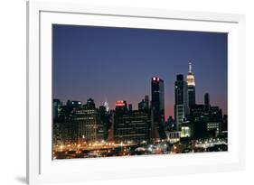 West-side Skyline at Night NYC-null-Framed Photo